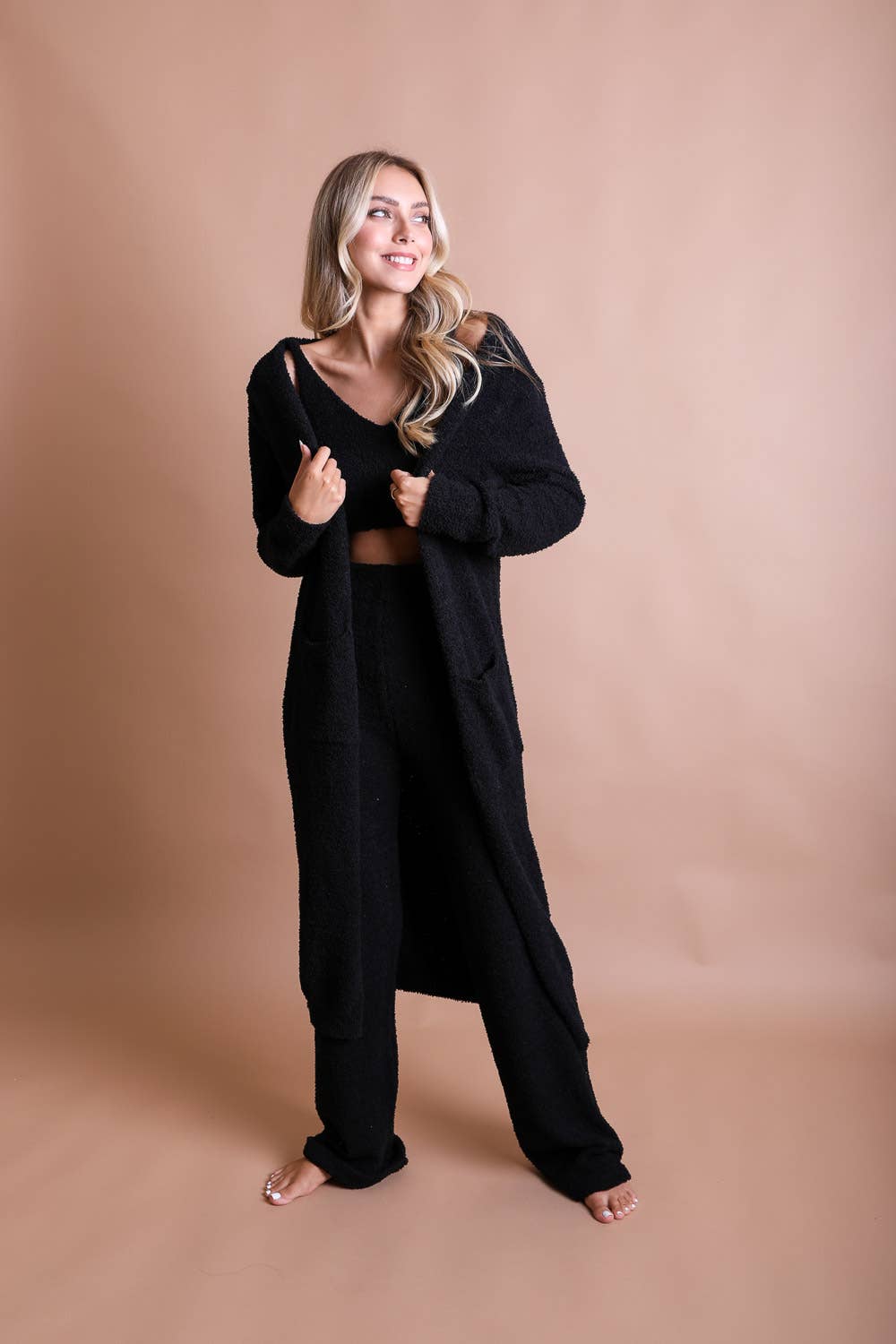 Boucle Cozy Longline Cardigan w/ Pockets