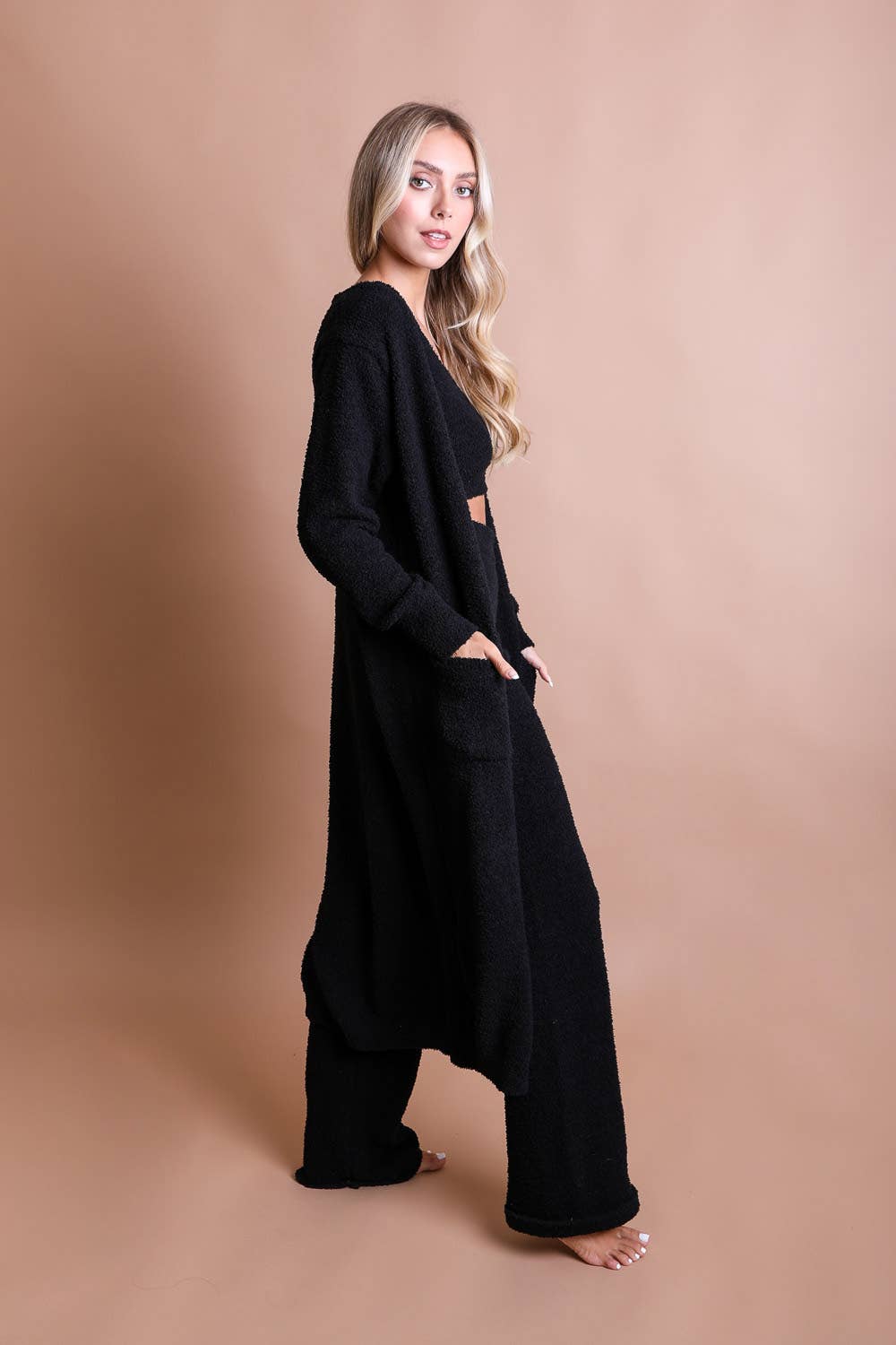 Boucle Cozy Longline Cardigan w/ Pockets