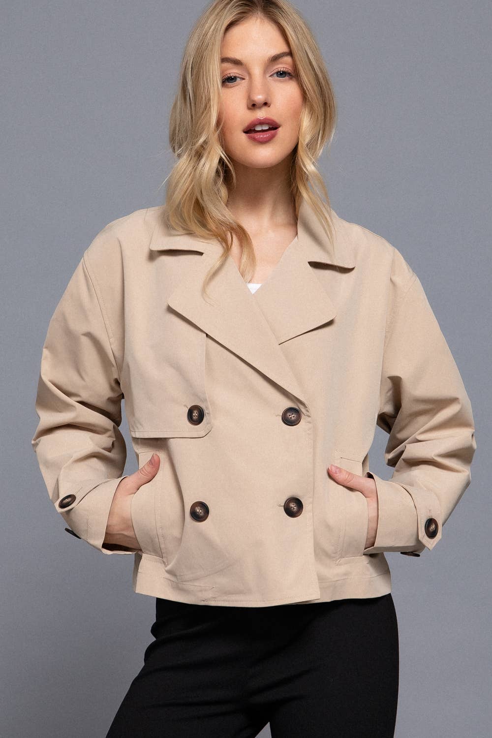 Kendra Khaki Short Trench Jacket