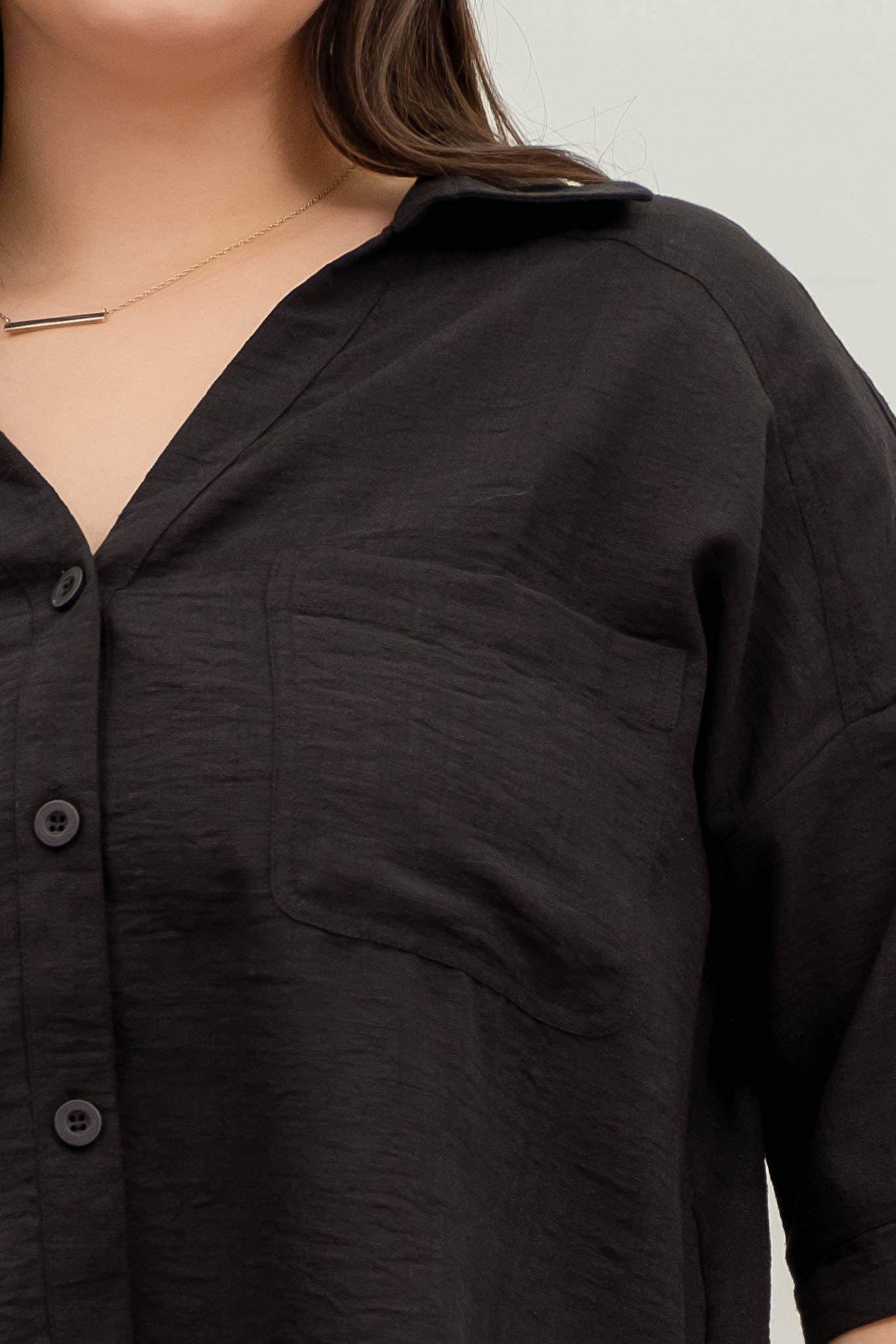 Classic Black Button Down Blouse