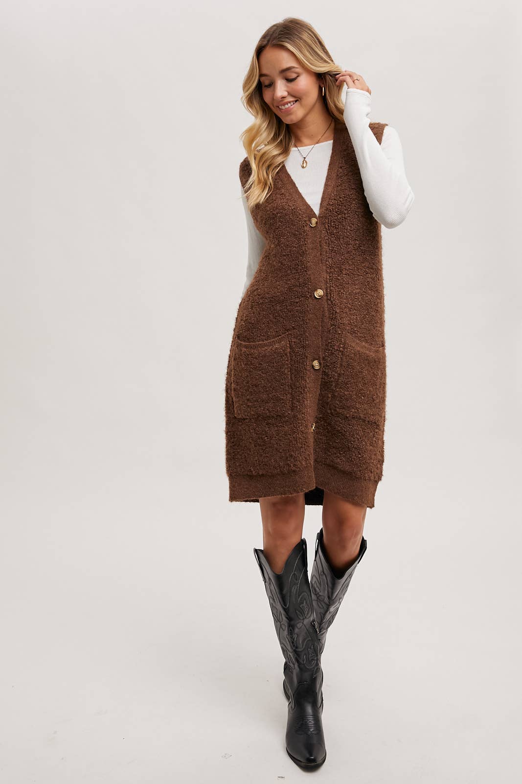 Button Down Teddy Vest