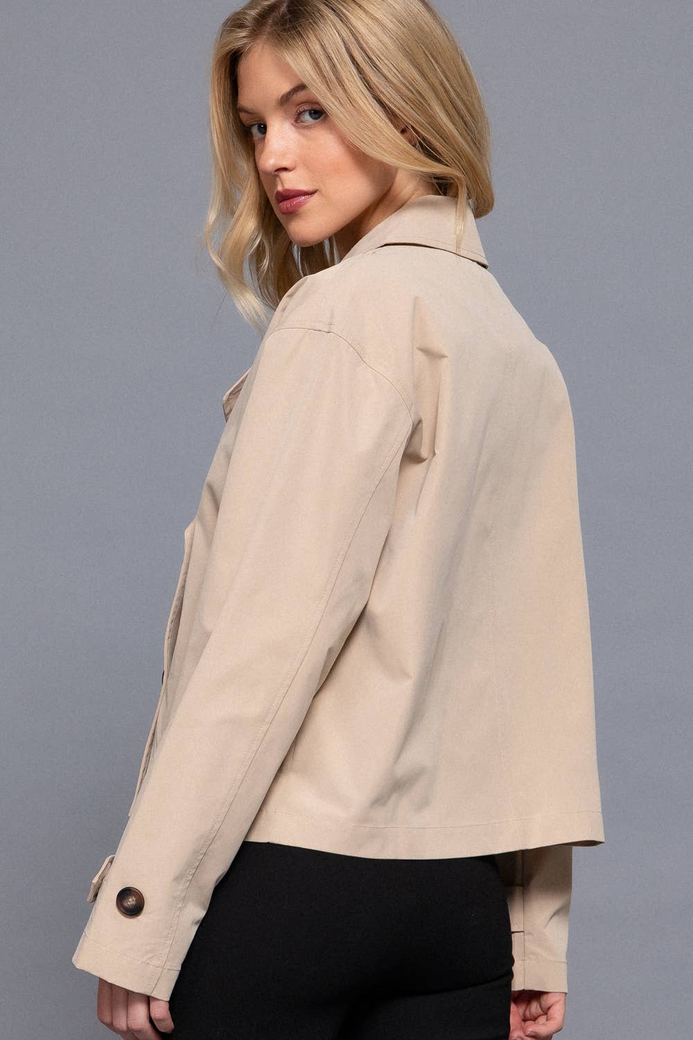 Kendra Khaki Short Trench Jacket