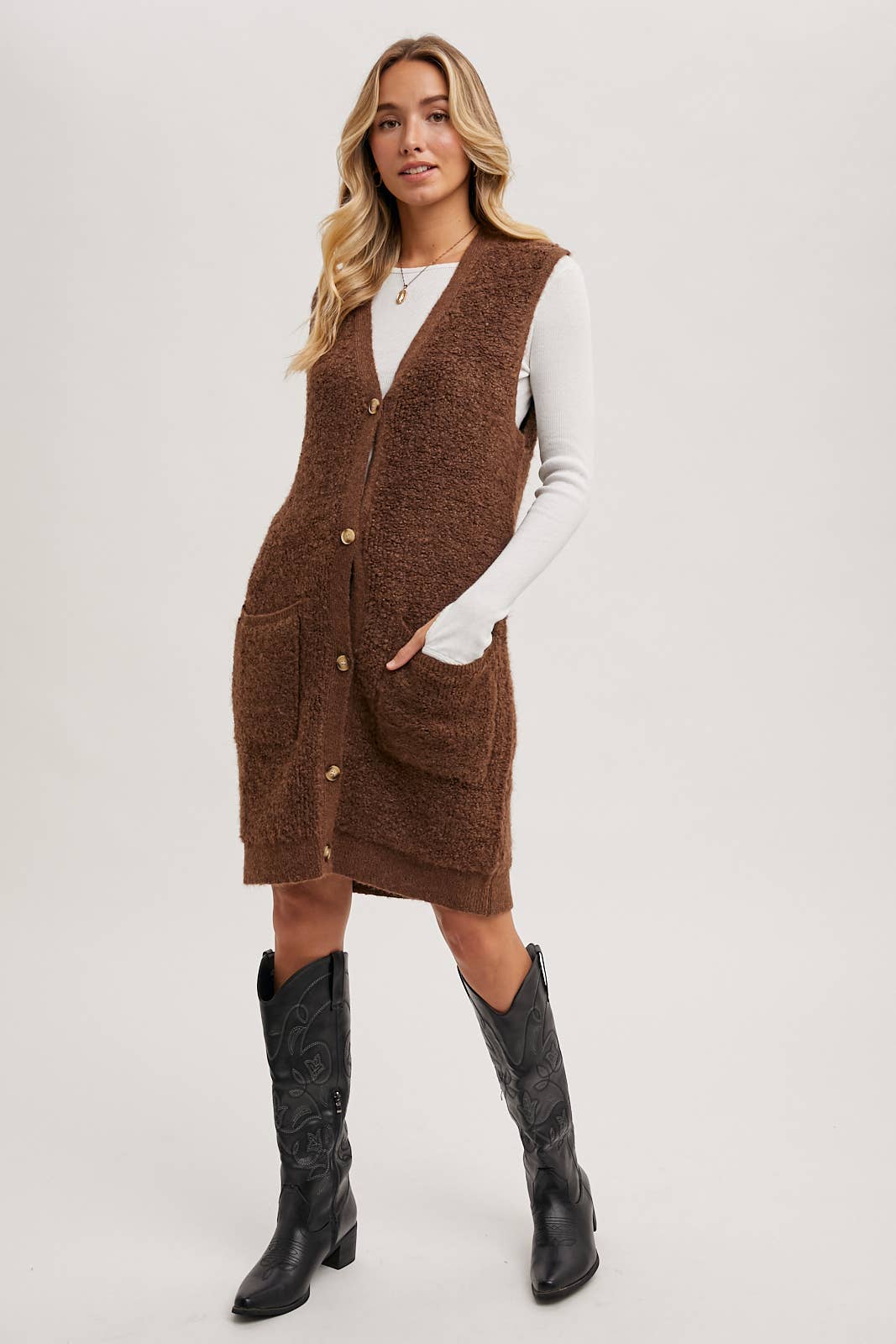 Button Down Teddy Vest