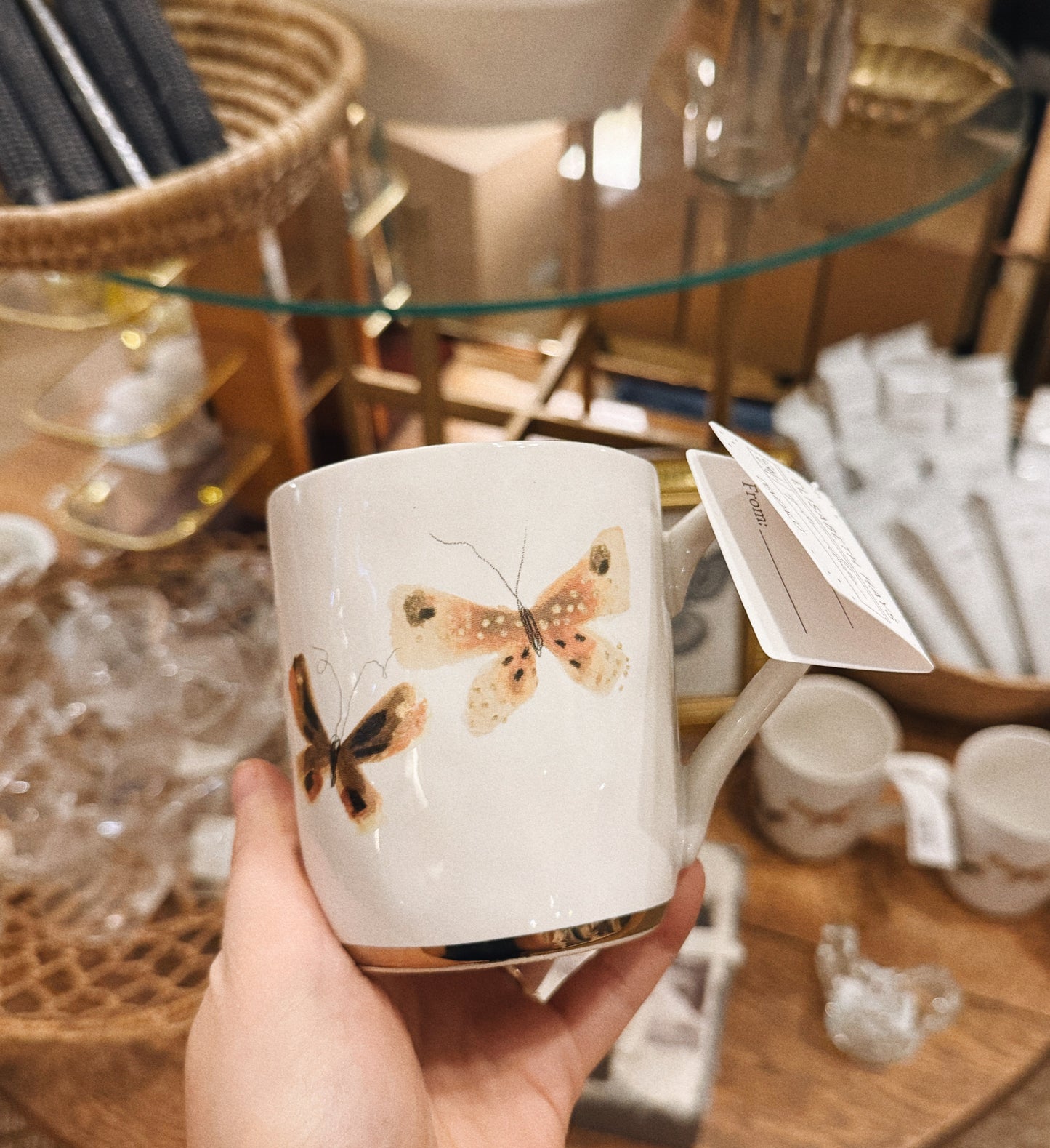 Butterfly Mug with Gold Trim