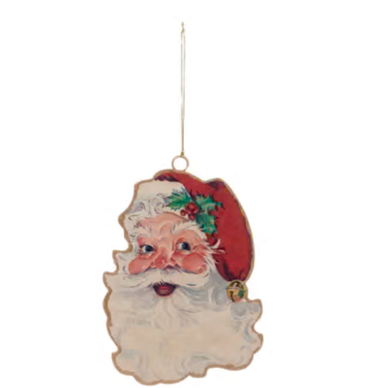 Retro Metal Santa Ornament