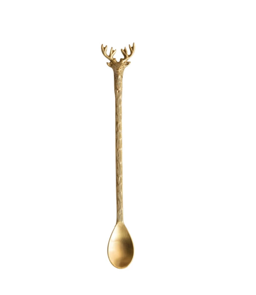 Brass Reindeer Cocktail Spoon