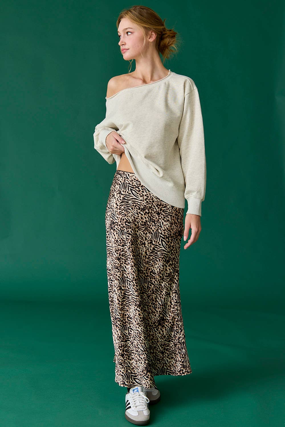 Iris Leopard Midi Skirt