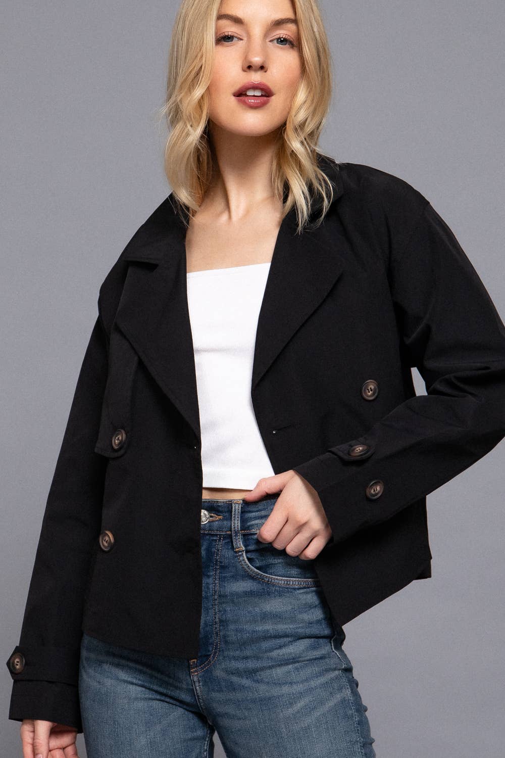 Kendra Khaki Short Trench Jacket